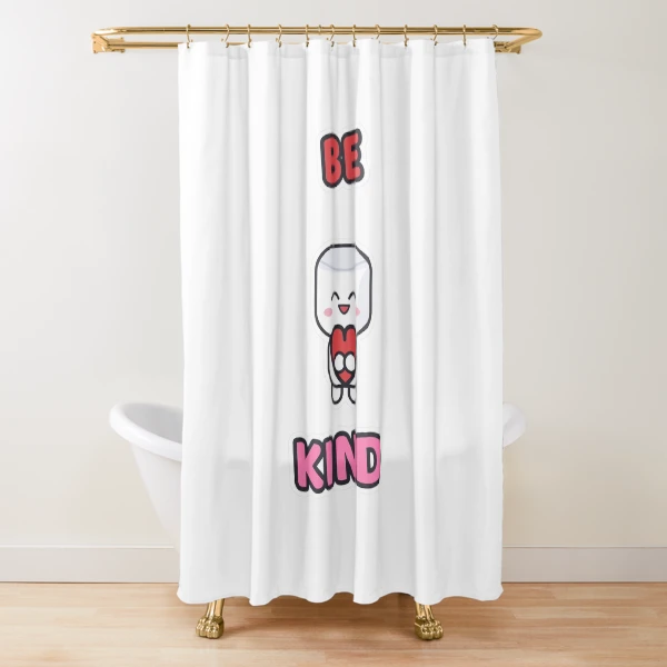 Be Kind - Cute Marshmallow Pip Holding a Heart — Shower Curtain by BiMood