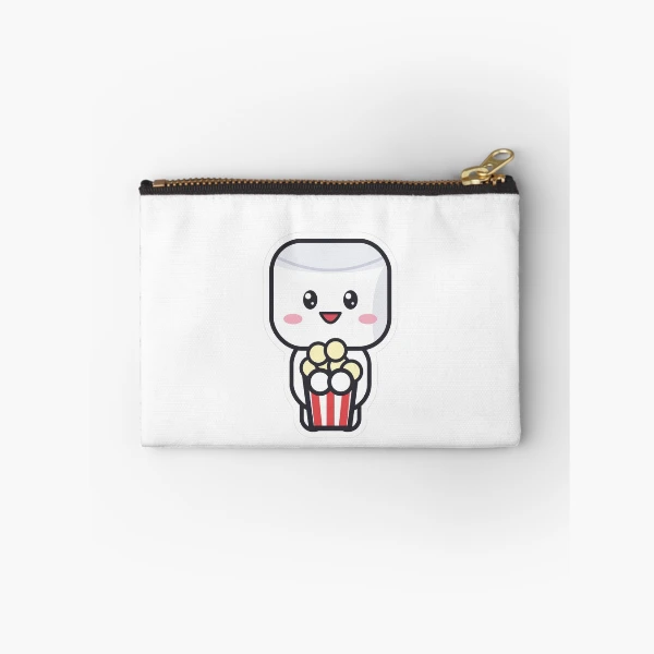 Snack Attack - Cute Marshmallow Pip with Popcorn — Zipper Pouch by BiMood