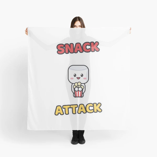 Snack Attack - Cute Marshmallow Pip with Popcorn — Scarf by BiMood