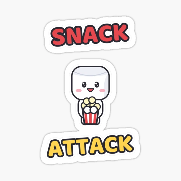 Snack Attack - Cute Marshmallow Pip with Popcorn — Sticker by BiMood