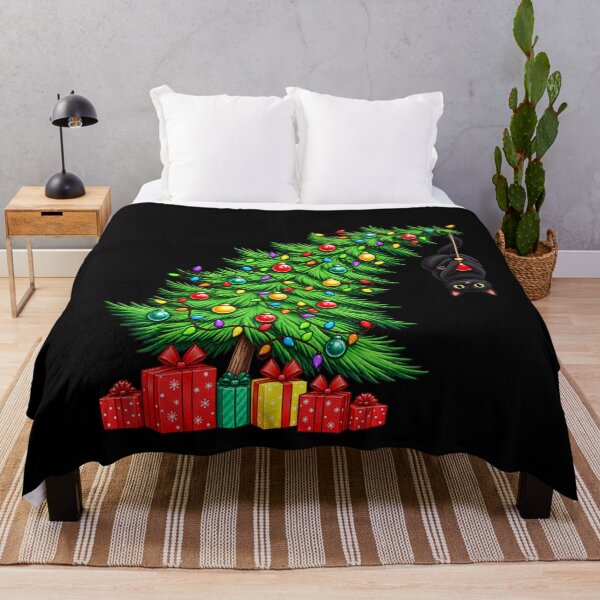 Item preview, Black Cat Hanging From Christmas Tree Festive Pet designed and sold by studiopekepeke.