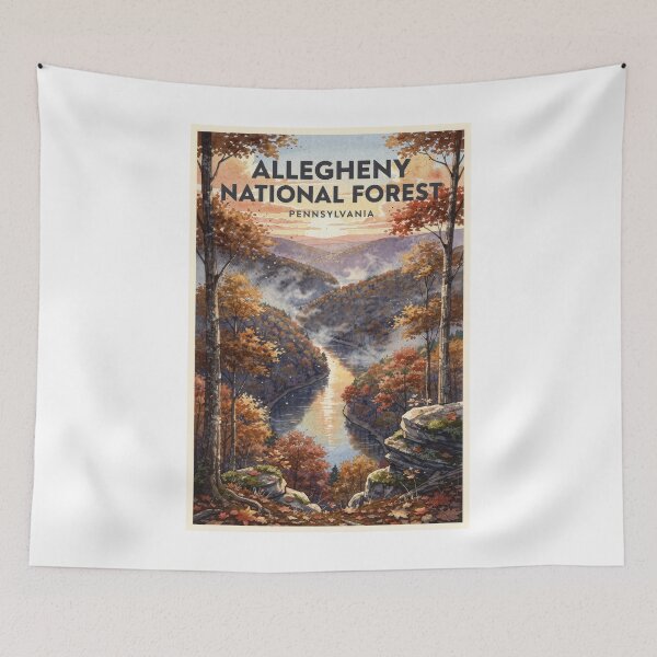 Item preview, Allegheny National Forest Pennsylvania Vintage Watercolor Travel designed and sold by Teelogic.
