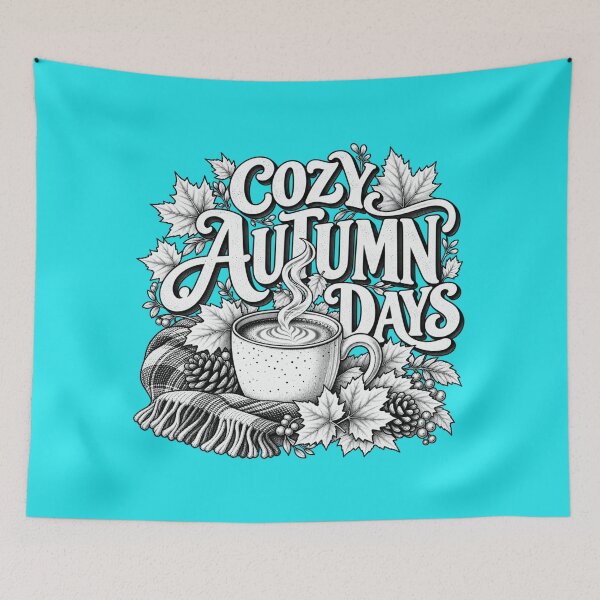Item preview, Cozy Autumn Days Shirt, Vintage Fall Coffee Design, Autumn Leaves Sticker, Cozy Fall PNG, Coffee Lover Design designed and sold by CraftNestNoor.