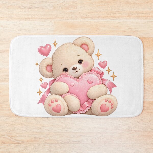 Item preview, Cute Teddy Bear Hugging Pink Heart designed and sold by Dovarune.