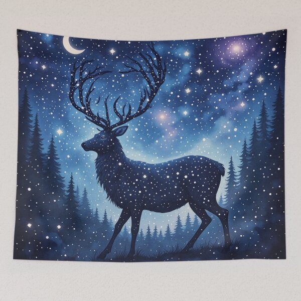 Item preview, Celestial Starry Night Reindeer Winter Forest designed and sold by AWADHESH  CHAURASIA.