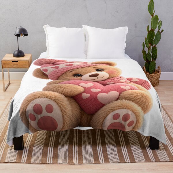 Item preview, Cozy Teddy Bear With Pink Heart designed and sold by Dovarune.