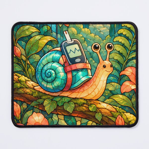 Item preview, Snail Carrying a Glucose Meter – Stained Glass Diabetes Art designed and sold by Jaani-T.