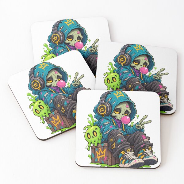 Item preview, Urban Graffiti Skull with Green Bubble Gum Streetwear Art designed and sold by StudioDessin.