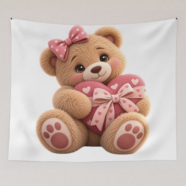 Item preview, Fluffy Teddy Bear With Heart Bow designed and sold by Dovarune.