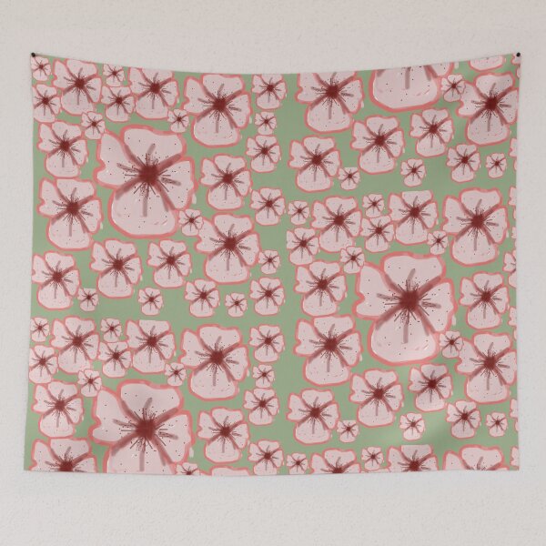 Item preview, Blush Pink Cherry Blossom Collage - Illustrated Floral Pattern designed and sold by BalkanBloomArt.