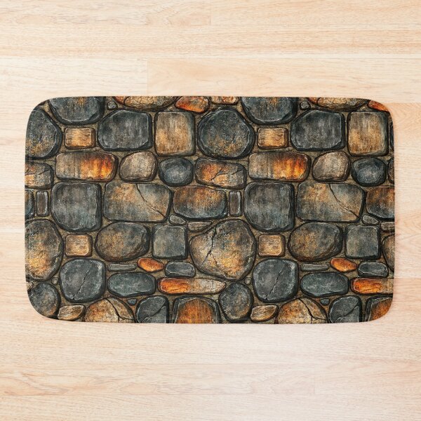 Item preview, Rustic Fieldstone Wall with Warm Amber Accents designed and sold by Piotrek0001.