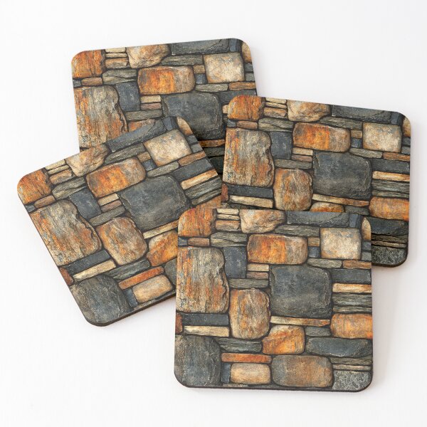 Item preview, Thin Stacked Ledge Stone Wall in Rust Tones designed and sold by Piotrek0001.