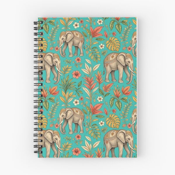 Item preview, Tropical Elephant Seamless Pattern | Botanical Jungle Teal Art designed and sold by Dogandesighn.
