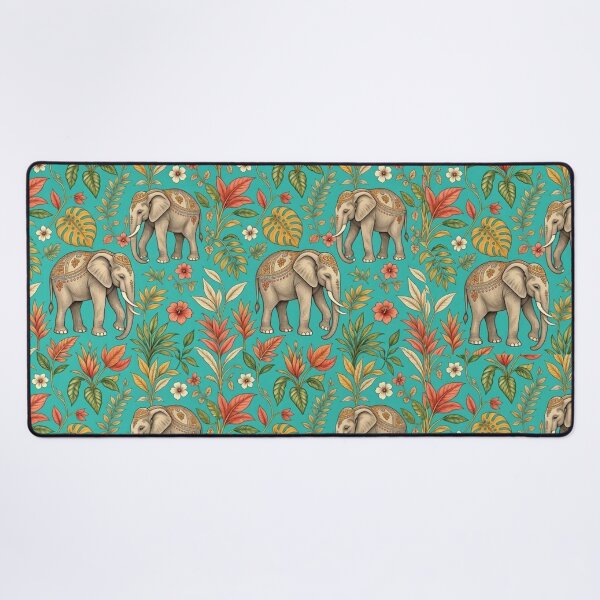 Item preview, Tropical Elephant Seamless Pattern | Botanical Jungle Teal Art designed and sold by Dogandesighn.