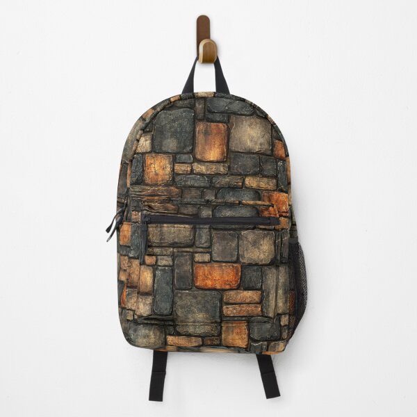 Item preview, Stacked Slate Masonry with Warm Amber Accents designed and sold by Piotrek0001.