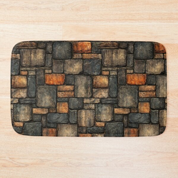 Item preview, Stacked Slate Masonry with Warm Amber Accents designed and sold by Piotrek0001.