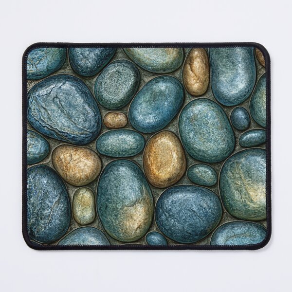 Item preview, Polished River Pebble Mosaic in Teal and Gold designed and sold by Piotrek0001.