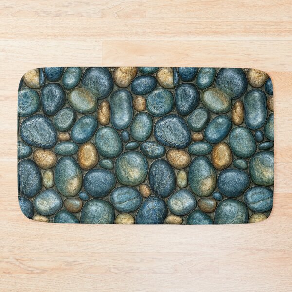 Item preview, Polished River Pebble Mosaic in Teal and Gold designed and sold by Piotrek0001.