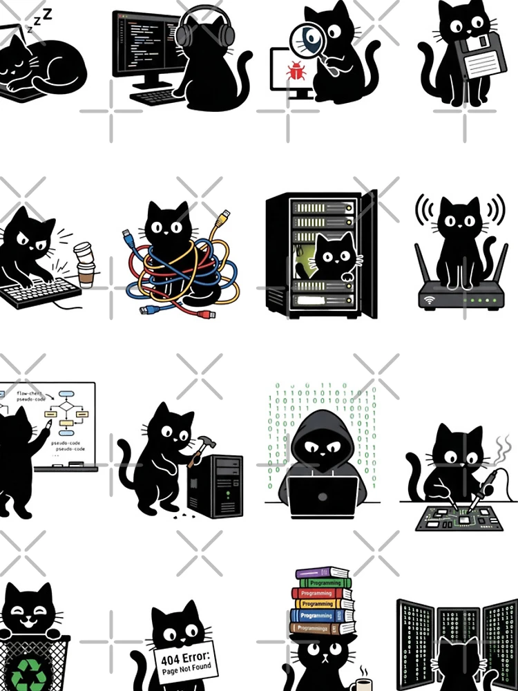 Thumbnail 4 of 4, iPhone Case, Software Engineer Black Cat Coder Pattern designed and sold by Quotes 2021.