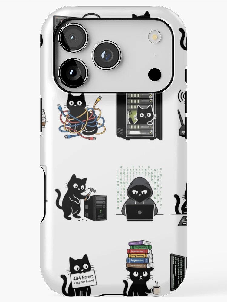 Thumbnail 1 of 4, iPhone Case, Software Engineer Black Cat Coder Pattern designed and sold by Quotes 2021.