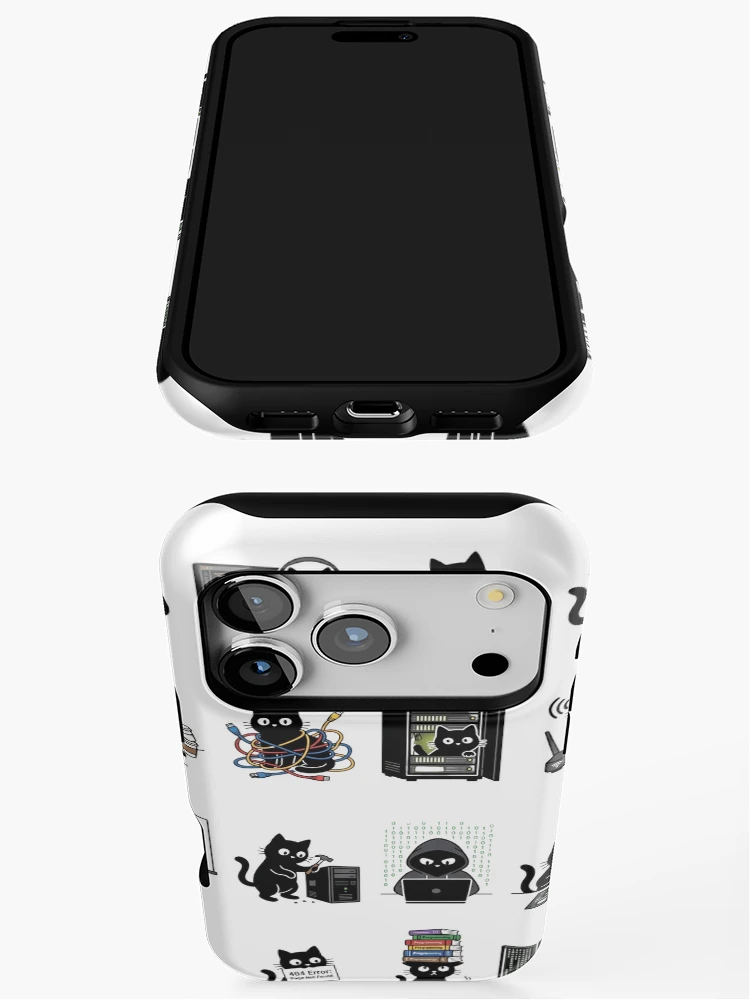 Thumbnail 3 of 4, iPhone Case, Software Engineer Black Cat Coder Pattern designed and sold by Quotes 2021.