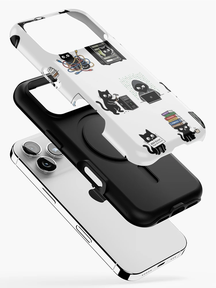 Thumbnail 2 of 4, iPhone Case, Software Engineer Black Cat Coder Pattern designed and sold by Quotes 2021.