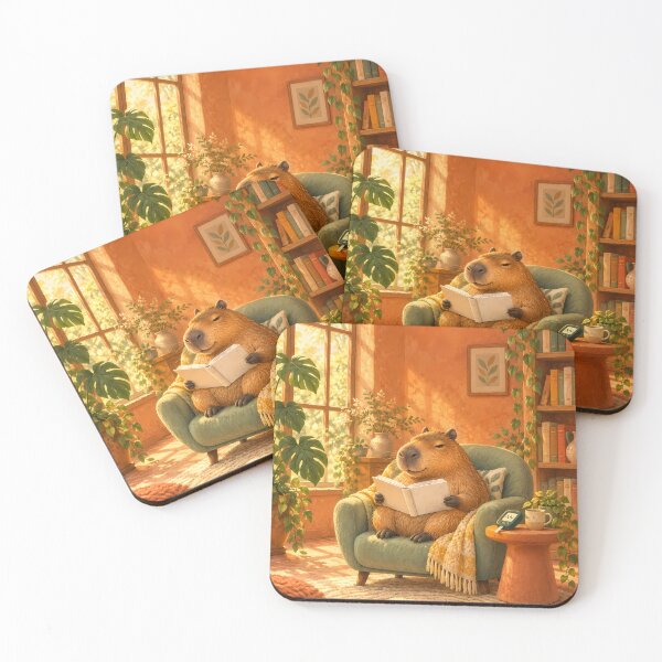 Item preview, Cozy Capybara Reading with Glucose Meter – Diabetes Art designed and sold by Jaani-T.