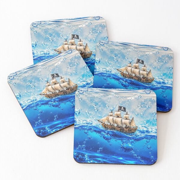Item preview, Pirate Ship in Blue Liquid | Nautical Optical Illusion designed and sold by GSizzle1.