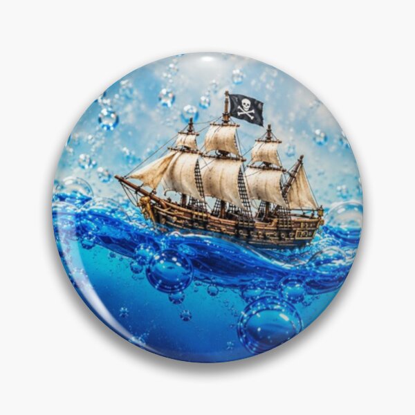 Item preview, Pirate Ship in Blue Liquid | Nautical Optical Illusion designed and sold by GSizzle1.