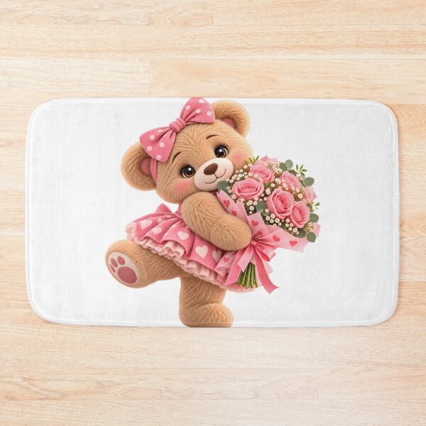 Item preview, Teddy Bear Holding Pink Rose Bouquet designed and sold by Dovarune.