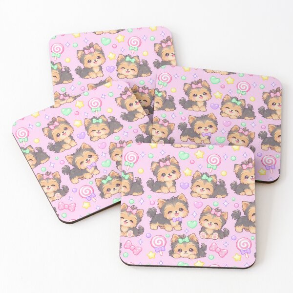 Item preview, Kawaii Gummy Yorkie Puppies Pastel Candy Pattern designed and sold by Soft Berry Studio.