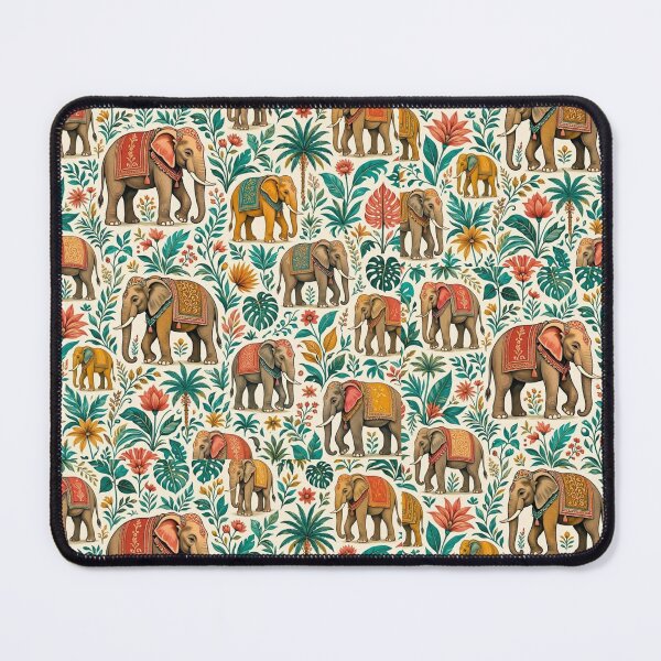 Item preview, : Ornate Elephant & Palm Tree Pattern | Boho Tropical Jungle designed and sold by Dogandesighn.