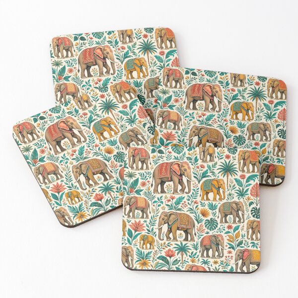 Item preview, Diseño ornamentado de elefante y palmera | Selva tropical bohemia designed and sold by Dogandesighn.