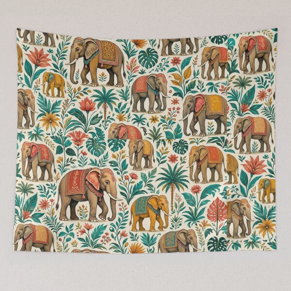 Item preview, : Ornate Elephant & Palm Tree Pattern | Boho Tropical Jungle designed and sold by Dogandesighn.