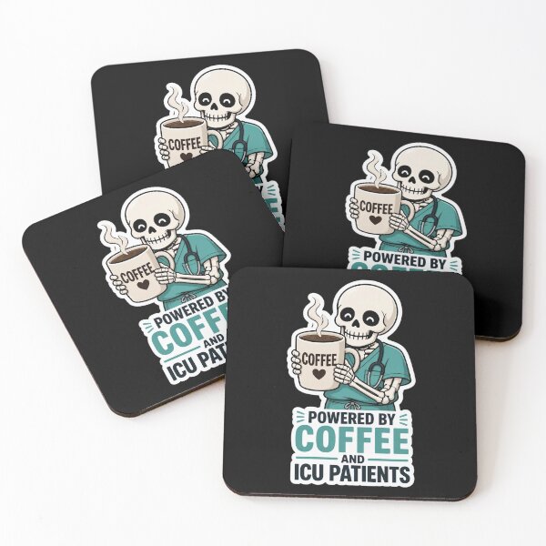 Item preview, Powered By Coffee And ICU Patients Funny Medical Skeleton designed and sold by PozivoPlus.
