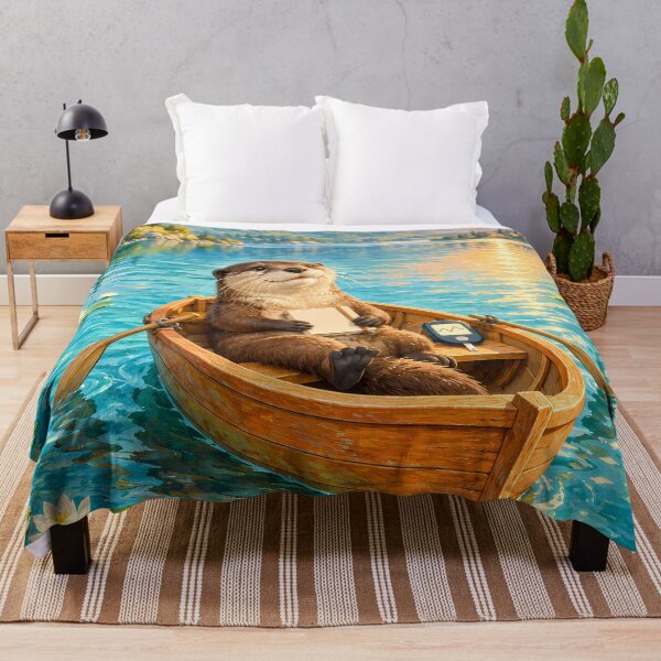 Item preview, Otter in a Rowboat with Glucose Meter – Lakeside Diabetes Art designed and sold by Jaani-T.
