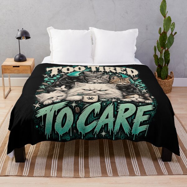 Artikelvorschau, Too Tired to Care – Grumpy Cat Gang Goth Grunge Design entworfen und verkauft von GrimCuteStudio.