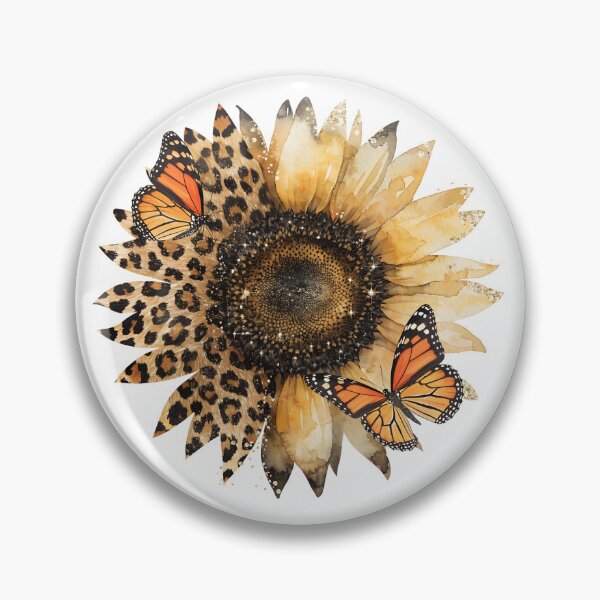 Item preview, Rustic Leopard Sunflower Floral Art With Monarch Butterflies designed and sold by AZABSTORE.