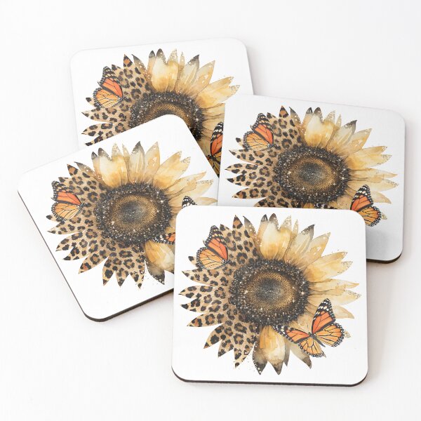 Artikelvorschau, Rustikale Leoparden-Sonnenblumen-Blumenkunst mit Monarchfaltern entworfen und verkauft von AZABSTORE.