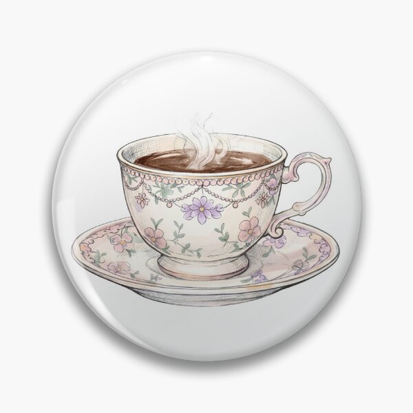 Item preview, Cute Vintage Tea Cup with Hot Tea and Pastel Flowers designed and sold by Inka Moon Design.