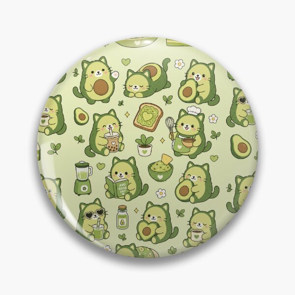 Item preview, Cute Avocado Cat Kawaii Pattern designed and sold by Soft Berry Studio.