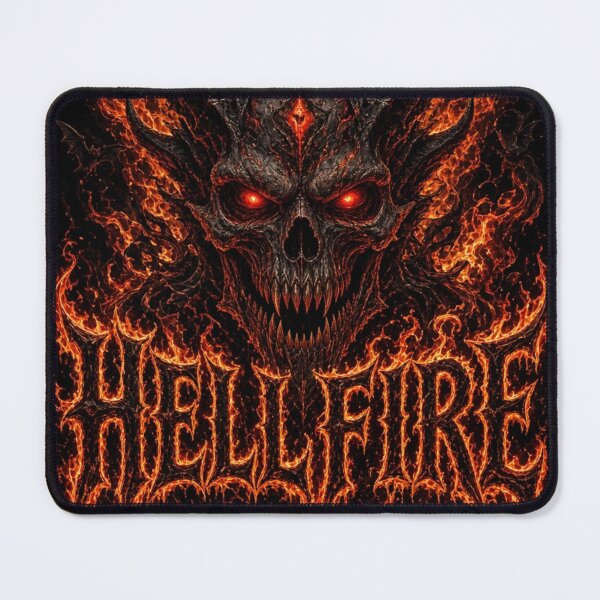Item preview, Hellfire Demonic Skull T-Shirt | Flaming Horror Design with Bats & Moon designed and sold by OddySpud.apparel.