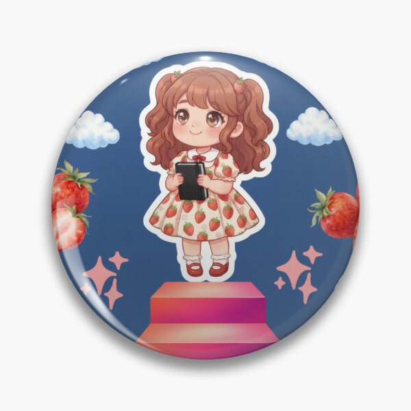 Item preview, Cute Strawberry Girl Blue Background designed and sold by Azurart2.
