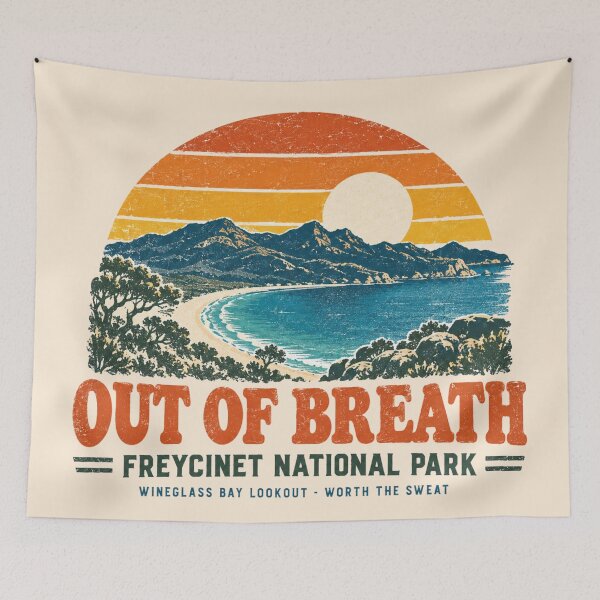 Item preview, Freycinet Retro Sunset Bay Hike Badge Tasmania designed and sold by Yellowriversss.