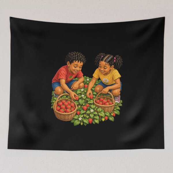 Item preview, Boy and Child Strawberry Picking Fun designed and sold by fungear.