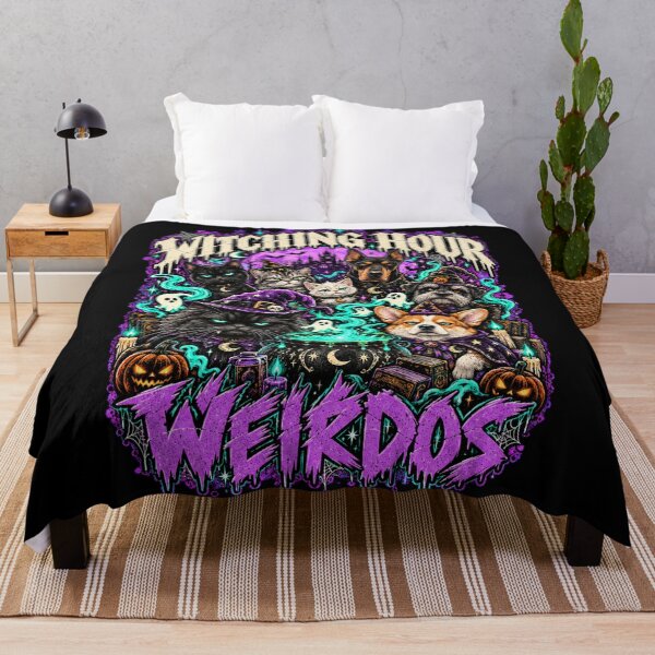 Artikelvorschau, Witching Hour Weirdos – Gothic Witch Cats and Dogs Halloween Art entworfen und verkauft von GrimCuteStudio.