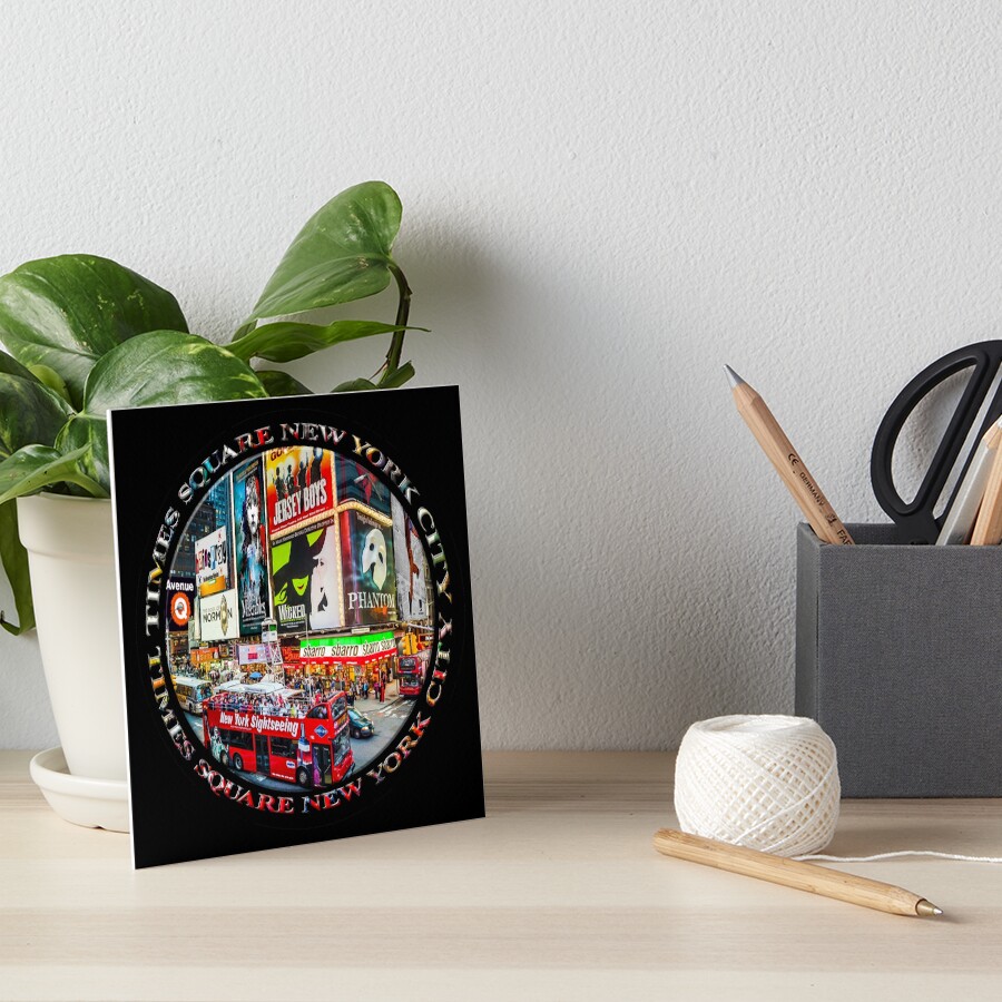 Times Square New York City Badge Emblem (on black) Art Board Print