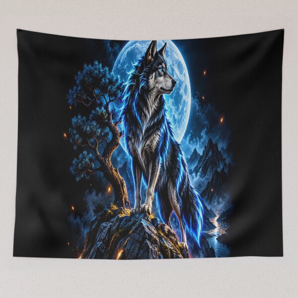 Item preview, Mystic blue wolf moon designed and sold by urbanshop7.