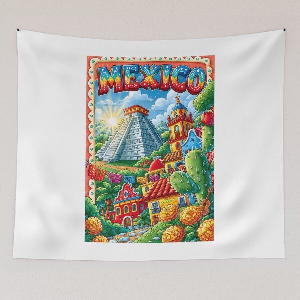 Item preview, Vibrant Mexican Landscape with Iconic Pyramid designed and sold by Artessie.
