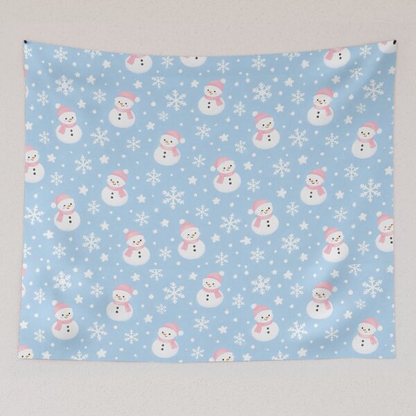 Item preview, Blue Snowman Snowflake Pink Hat Pattern designed and sold by Luv4tete.